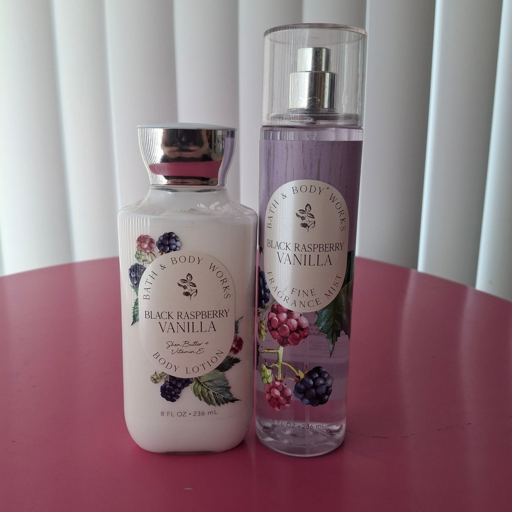 Bath & Body Works BLACK RASPBERRY VANILLA Lotion & Fragrance Mist Set 8oz
